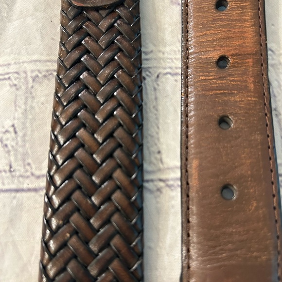 AID HANDCRAFTED GENUINE LEATHER MENS BROWN WOVEN BELT SIZE 38 - Picture 3 of 7